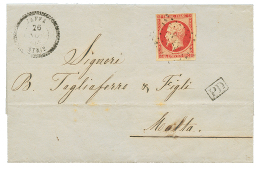 JAFFA : 1858 80c(n°17) Obl. PC 3768 + JAFFA SYRIE Sur Lettre Pour MALTE. RARE. TB. - Autres & Non Classés