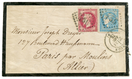 BOULE DE MOULIN : 1870 20c BORDEAUX(pd) + 80c(n°32) Obl. GC 456 Sur Enveloppe De BESANCON Avec Texte Pour PARIS Par - Otros & Sin Clasificación