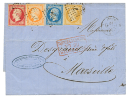 1859 10c(n°13) Pd + 20c(n°14) + 40c(n°16) + 80c(n°17) Obl. ANCRE + Paquebot INDUS Sur Lettre De CONSTANT - Autres & Non Classés