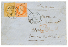 1858 10c(n°13) + 40c(n°16) Obl. Cachet Du Paquebot CARMEL + PC 33 (d'AIX) Apposé à L'arrivé - Autres & Non Classés