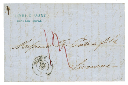 1857 HERMUS 14 Oct 57 + Taxe 13 Sur Lettre De CONSTANTINOPLE Pour L' ITALIE. TTB. - Otros & Sin Clasificación