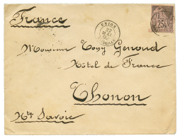 1892 COLONIE GENERALE 25c Obl. Cachet Rare UNION MARSEILLE Sur Enveloppe Pour La FRANCE. RARE. TTB. - Autres & Non Classés