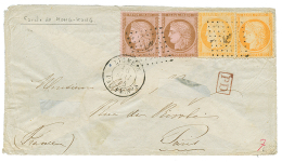 "ESCALE DE HONG-KONG - Paquebot TIGRE" : 1874 CERES 10c(x2) + 40c SIEGE(n°38)x2 Obl. ANCRE + LIGNE N PAQ FR N°8 - Autres & Non Classés