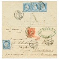 ARGENTINA : 1871 FRANCE 25cx4(1 Timbre Avec Léger Pli) Obl. Losange De 144 Points (type Spécial) + ARGENTI - Altri & Non Classificati