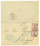 1871 ALSACE LORRAINE Paire 2c Obl. METZ Sur IMPRIME Pour VEINBAECHEL. Verso, Cachet Français T.17 De METZ. Cachet - Other & Unclassified