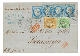 "Destination INDES NEERLANDAISES" : 1875 CERES 5c + 15c + 25c(x4) Sur Lettre De BORDEAUX Pour SOERABAYA (ILE De JAVA). D - Otros & Sin Clasificación