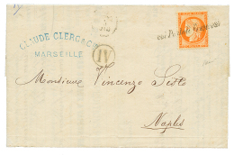 1876 40c SIEGE(n°38) Obl. COI POSTALI FRANCESI Sur Lettre Pour NAPLES(ITALIE). Superbe. - Autres & Non Classés