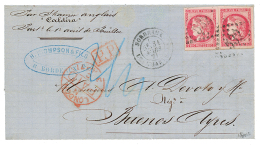 1871 2 Exemplaires Du 80c BORDEAUX(n°49) Sur Lettre De BORDEAUX Pour L'ARGENTINE. Rare. Superbe. - Autres & Non Classés