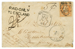 1870 40c(n°31) Obl. 723 + SOUTHAMPTON FRANCE MB + Cachet Trés Rare PAID ONLY/TO ENGLAND Sur Enveloppe Pour Le - Autres & Non Classés