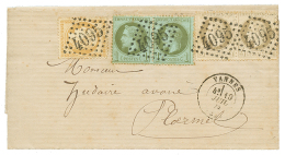 1872 Paire 1c(n°25) + Paire 4c(n°27) + 15c CERES Obl. GC 4095 + T.17 VANNES Sur Lettre Pour PLOERMEL. Superbe Co - Autres & Non Classés