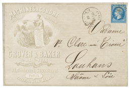 1866 20c(n°22) Obl. Etoile Sur Magnifique Enveloppe Décorée "MACHINE A COUDRE CROVER & BAKER". TTB - Otros & Sin Clasificación