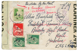 1944 Timbres D' ALGERIE Surchargés R.F Sur Enveloppe CENSUREE Du CROISEUR LARMOR Pour L'ANGLETERRE. RARE. TTB. - Autres & Non Classés