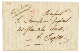 1854 Cachet De Franchise Mre De La MARINE ET DES COLONIES + PD Rouge Sur Lettre Pour TAHITI. Verso, BUREAU MARITIME LE H - Autres & Non Classés