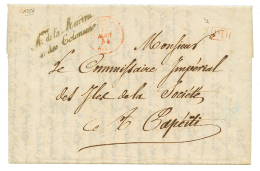 1854 Cachet De Franchise Mre De La MARINE ET DES COLONIES + PD Rouge Sur Lettre Pour TAHITI. Verso, BUREAU MARITIME LE H - Otros & Sin Clasificación