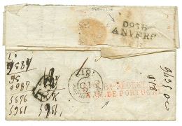 "DOUBLE DEBOURSE" : 1810 DEB 93 ANVERS + Trés Rare Cachet DEB Bau SEDENTAIRE ARM. DE PORTUGAL Au Verso D'une Lett - Autres & Non Classés