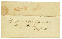 1811 Cachet Français Rare DEB.de.PARME En Rouge + "REFUSE ... La Lettre N'étant Pas Affranchie" Manus. Sur - Autres & Non Classés