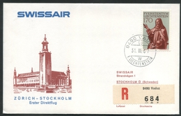 1968 Liechtenstein, Primo Volo First Fly Erste Flug Swissair Lufthansa Zurigo - Stoccolma, - Lettres & Documents