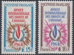 French Polynesia 1968 International Year Of Human Rights. Mi 87-88 MNH - Unused Stamps