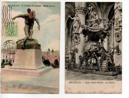 BELGIQUE. BRUXELLES. " LE TOMBEAU DES LUTTEURS " & " ÉGLISE STE-GUDULE . LA CHAIRE ". 2 CARTES POSTALES - Réf. N°17631 - - Lots, Séries, Collections