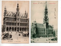 BELGIQUE . BELGIË . BRUXELLES . " LA MAISON DU ROI " & " L'HÔTEL DE VILLE " . 2 CARTES POSTALES - Réf. N°17635 - - Sets And Collections