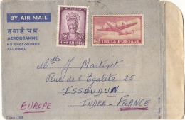 Enveloppe Supplémentée Poste Aérieznne - Cachet Peu Lisible Destination France - Buste