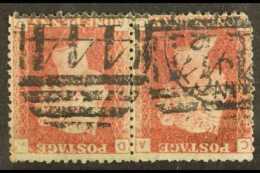 1858-79 1d Red, "INVERTED WATERMARK" Pair, "C-A..D-A" Check Letters, Plate 117, Used With Small Corner Fault... - Other & Unclassified