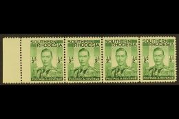 1937 ½d Green, Horizontal Strip Of 4, From Left Margin With MISPERFORATION AT LEFT, Results In Very Large... - Southern Rhodesia (...-1964)