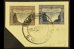 1931-7 2d Black & Sepia And 3d Deep Ultramarine, Both Used On Same Piece, 3d With Broken "E" In "REVENUE," SG... - Southern Rhodesia (...-1964)