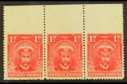 1924-9 1d Bright Scarlet, Horizontal Strip Of 3 IMPERFORATE TO TOP MARGIN, SG 2 Variety, Unused, No Gum. For More... - Southern Rhodesia (...-1964)