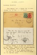 IKOT EKPENE 1908 ½d Provisional Postal Stationery Card, Uprated Geo V ½d Green To Colchester Both... - Nigeria (...-1960)