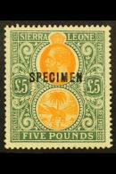 1912 £5 Orange And Green Opt'd "SPECIMEN", SG 130s, Lightly Hinged Mint, Some Pale Pink Marks On The Gum... - Sierra Leone (...-1960)