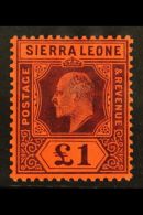 1905 £1 Purple / Red, Wmk Mult Crown CA, SG 98, Very Fine Mint. For More Images, Please Visit... - Sierra Leone (...-1960)