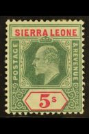 1903 5s Green And Carmine, Wmk Crown CA, SG 84, Very Fine Mint For More Images, Please Visit... - Sierra Leone (...-1960)
