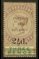 1897 2½d On 3d Dull Purple And Green, Type 12 Overprint SG 58, Mint With One Shorter Perf At Top, And Upper... - Sierra Leone (...-1960)