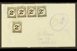 POSTAGE DUE 1975 (23 Nov) Stampless Local Cover Bearing Five 2c Postage Dues Tied Neat "Registered/Castries St... - St.Lucia (...-1978)