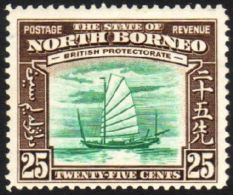 1939 25c Green & Chocolate Native Boat VIGNETTE PRINTED DOUBLE, ONE ALBINO Variety, SG 313a, Very Fine Mint,... - North Borneo (...-1963)