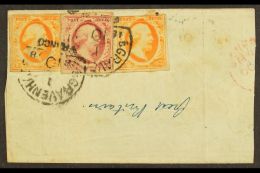 1858 (1 Oct) Part Entire Bearing 1852 10c & 15c (x2) Imperf Stamps (all With Four Margins) Tied By... - Other & Unclassified