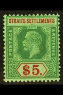 1921-33 (wmk Mult Script CA) $5 Green And Red/green, SG 240a, Very Fine Mint. For More Images, Please Visit... - Straits Settlements