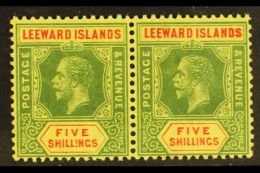 1914 5s Green And Red / Yellow, SG 57, Never Hinged Mint PAIR. For More Images, Please Visit... - Leeward  Islands