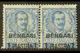LIBYA / BENGASI 1901 1pi On 25c Blue, SG 1 (Sassone 1), Fine Used PAIR. A Scarce Multiple. For More Images, Please... - Other & Unclassified