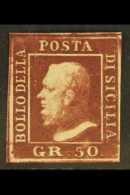 SICILY 1859 50gr Lake Brown, "oily" Printing, Sass 14, Very Fine Mint Og With Clear Margins And Even Colour. ... - Unclassified