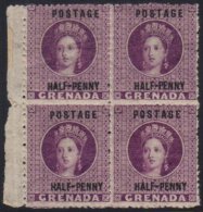 1881 ½d Pale Mauve Chalon, SG 20, Very Fine Mint Marginal Block Of  Four, With Top Right And Bottom Left... - Grenada (...-1974)
