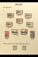 1937-52 SUPERB MINT COLLECTION WITH ADDITIONAL DEFINITIVE SHADES AND PERFS A Beautifully Written Up Collection On... - Ceylon (...-1947)