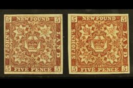 1862-64 5d Chocolate- Brown & 5d Red- Brown, SG 19/19a, Each Very Fine Lightly Hinged Mint With 4 Neat Margins... - Other & Unclassified