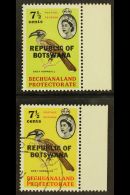 1966 7½c "Grey Hornbill" With YELLOW BACKGROUND ERROR OF COLOUR, SG 211a, Very Fine Used. A Beautiful And... - Botswana (1966-...)