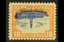 1916-17 10c Orange & Blue Parliament With Stop CENTRE INVERTED Variety (Scott 116c, SG 147b), Very Fine Mint,... - Bolivia