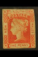 NEW SOUTH WALES 1851-52 1d Vermilion On Bluish Wove Paper, SG 47, Unused No Gum With Small Neat Margins Just... - Other & Unclassified