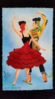 Delcampe - CPA Carte Illustrée,brodée,  Bailes Andaluces - Tänze