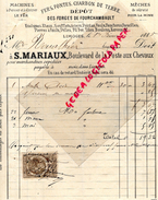 87 - LIMOGES - FACTURE S. MARIAUX BD DE LA POSTE AUX CHEVAUX- DEPOT FORGES FOURCHAMBAULT- FER FONTES CHARBON-1885 - 1800 – 1899