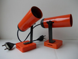 - Lot De 2 Spots Vintage - Orange - Année 70 - - Luminaires & Lustres